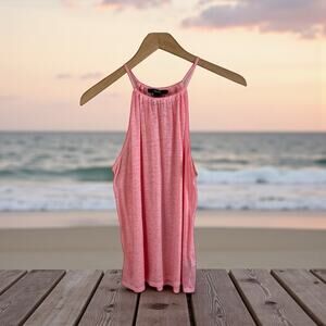 FOREVER 21 Women's Burn Out Halter Tank Top Pink XS Coquette Summer Fairy Ballet